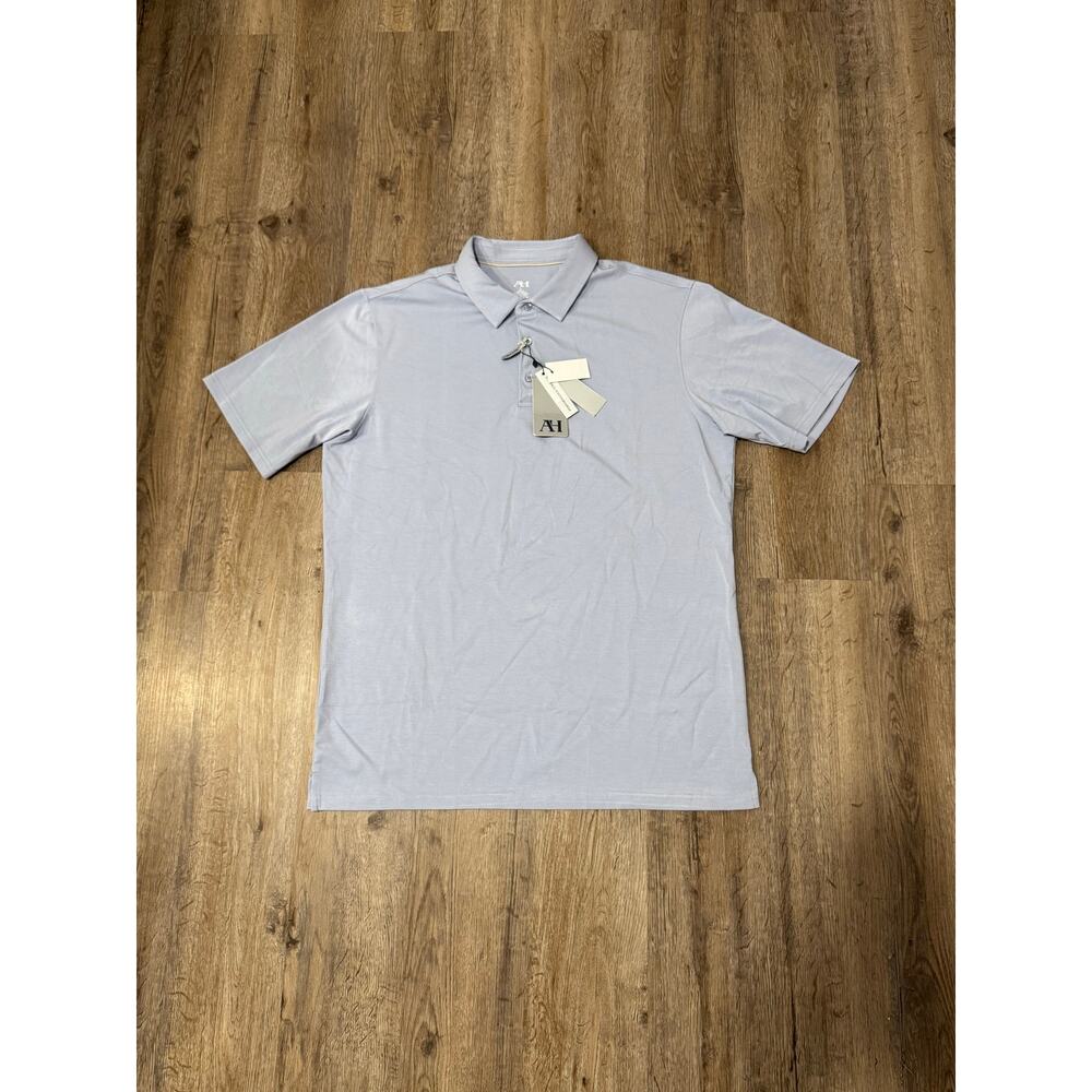 American Heritage Mens Solid Sky Performance Short Sleeve Polo Size Large